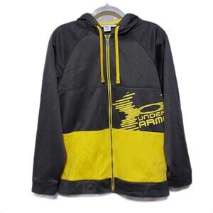 UNDER ARMOUR ALTERNATOR LOOSE FIT GRAY YELLOW FULL ZIP HOODED JACKET MENS SMALL‎